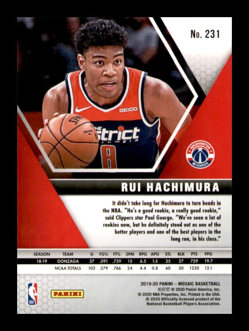 Load image into Gallery viewer, 2019-20 Panini Mosaic Rui Hachimura #231 Rookie RC Image 2
