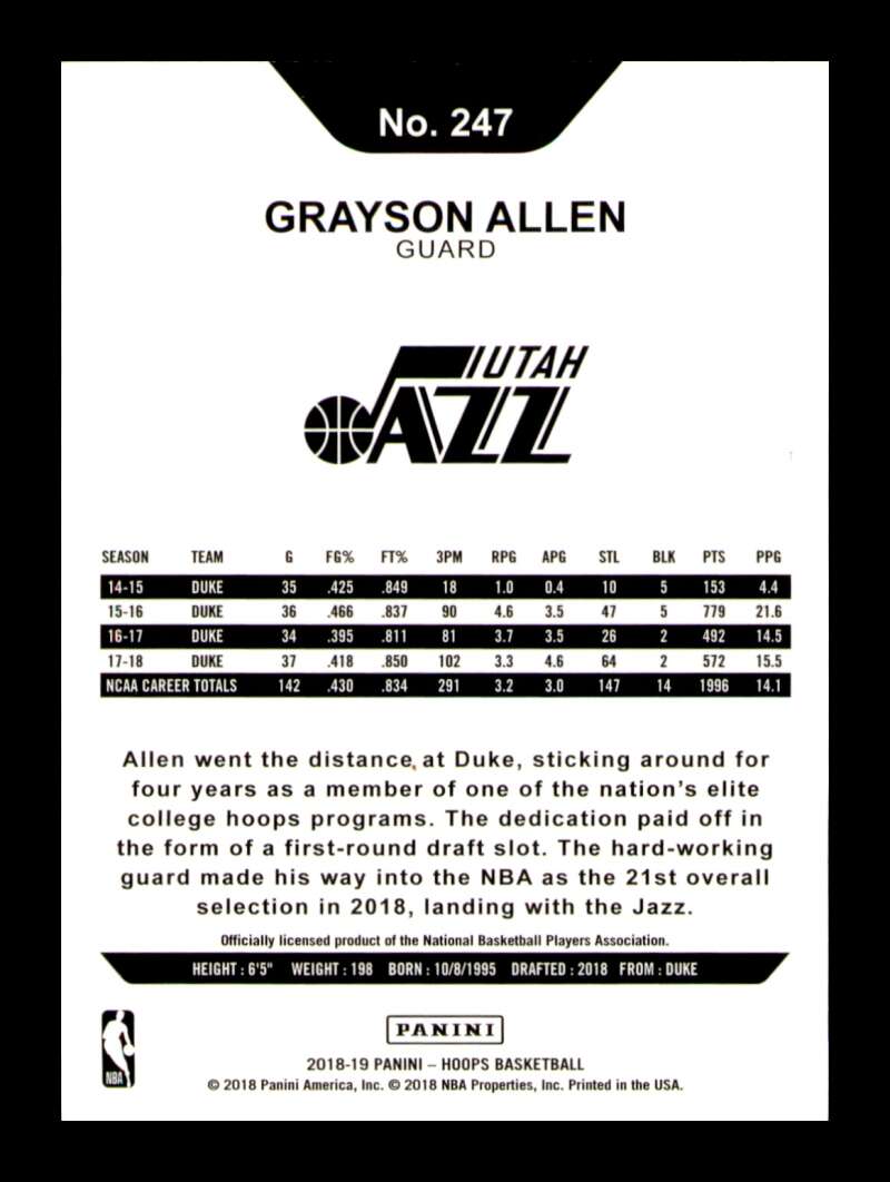 Load image into Gallery viewer, 2018-19 Panini Hoops Grayson Allen #247 Rookie RC Image 2
