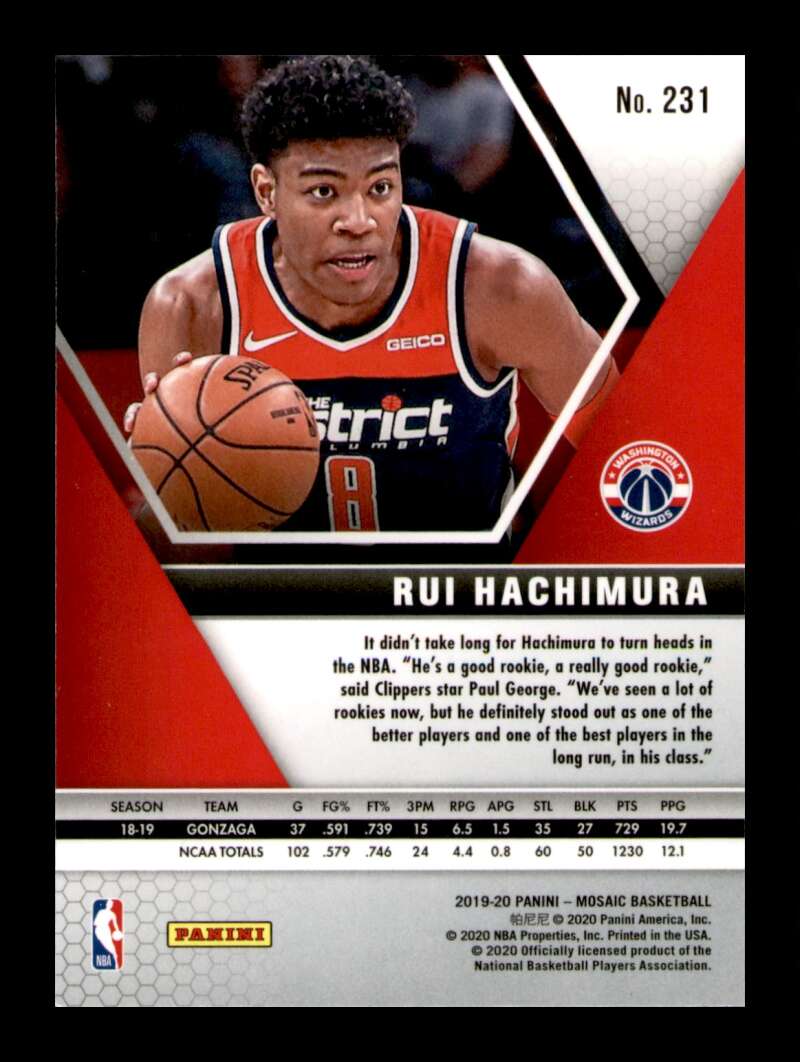 Load image into Gallery viewer, 2019-20 Panini Mosaic Rui Hachimura #231 Rookie RC Image 2
