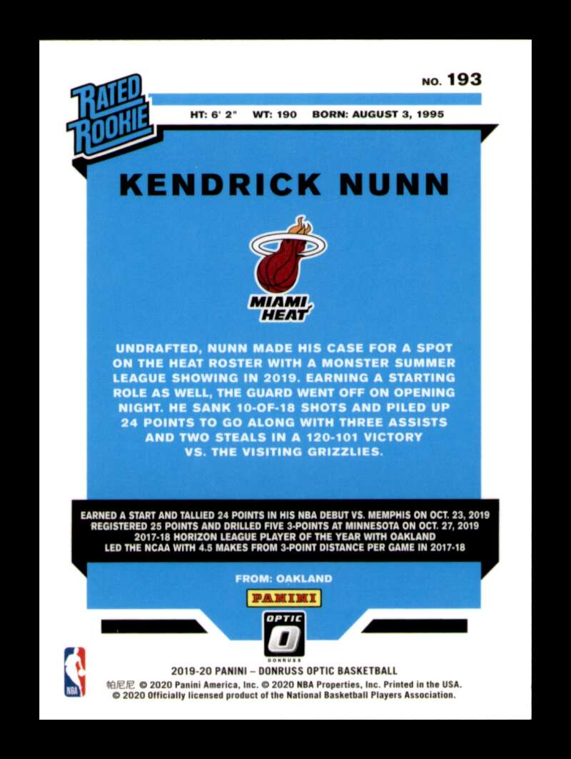 Load image into Gallery viewer, 2019-20 Donruss Optic Kendrick Nunn #193 Rookie RC Image 2
