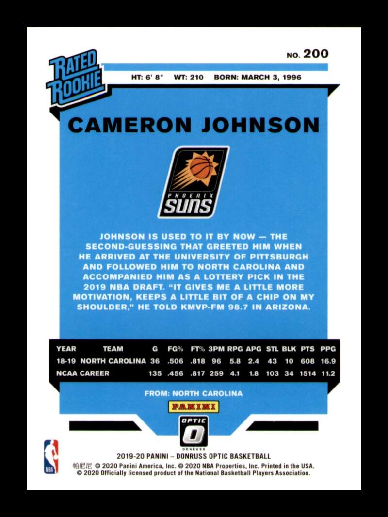 Load image into Gallery viewer, 2019-20 Donruss Optic Cameron Johnson #200 Rookie RC Image 2
