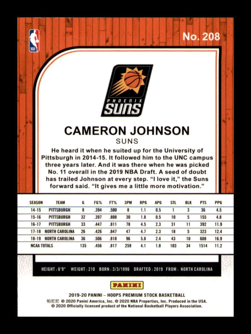 Load image into Gallery viewer, 2019-20 Panini Hoops Premium Stock Cameron Johnson #208 Rookie RC Image 2
