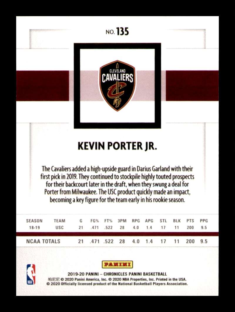 Load image into Gallery viewer, 2019-20 Panini Chronicles Kevin Porter Jr. #135 Rookie RC Image 2
