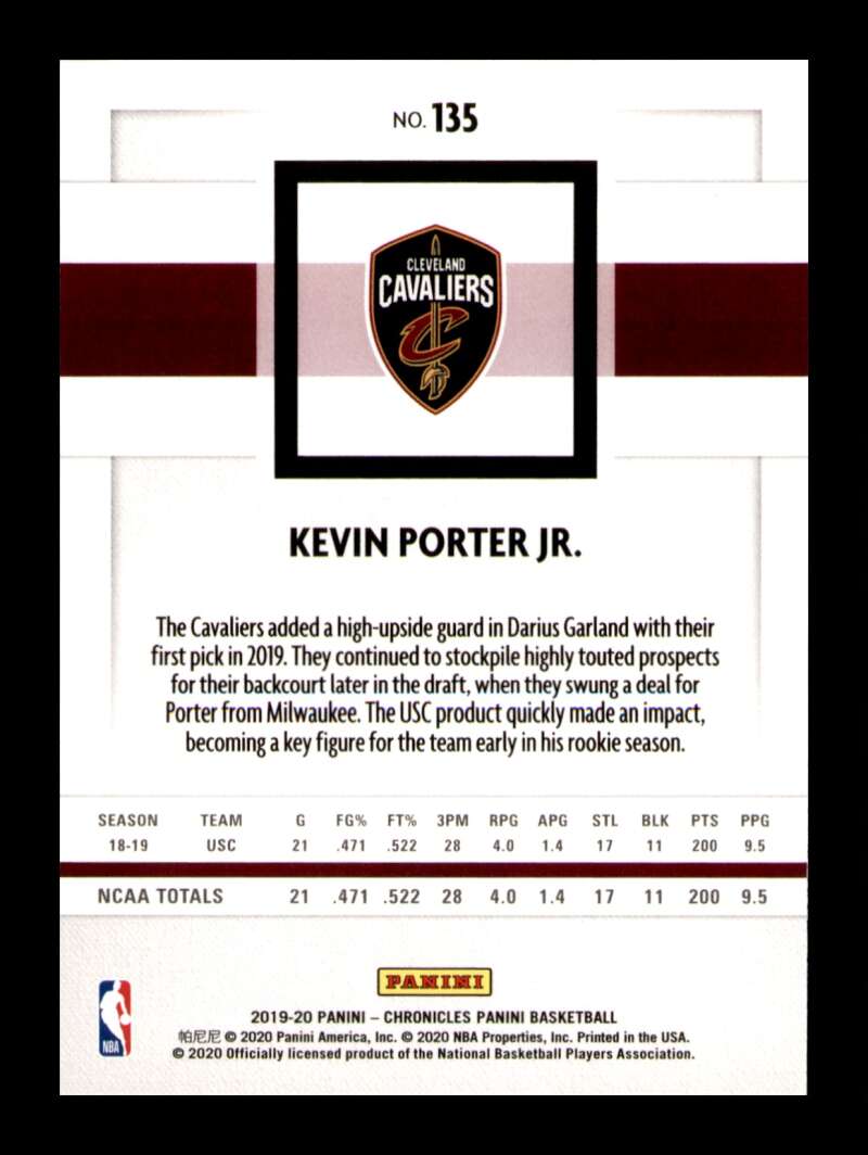 Load image into Gallery viewer, 2019-20 Panini Chronicles Kevin Porter Jr. #135 Rookie RC Image 2
