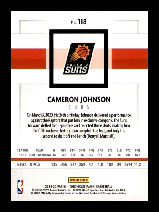 2019-20 Panini Chronicles Cameron Johnson 