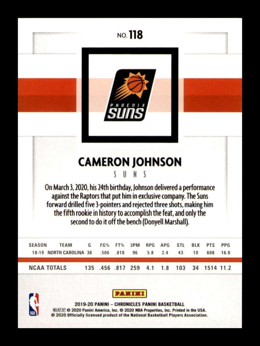 2019-20 Panini Chronicles Cameron Johnson 