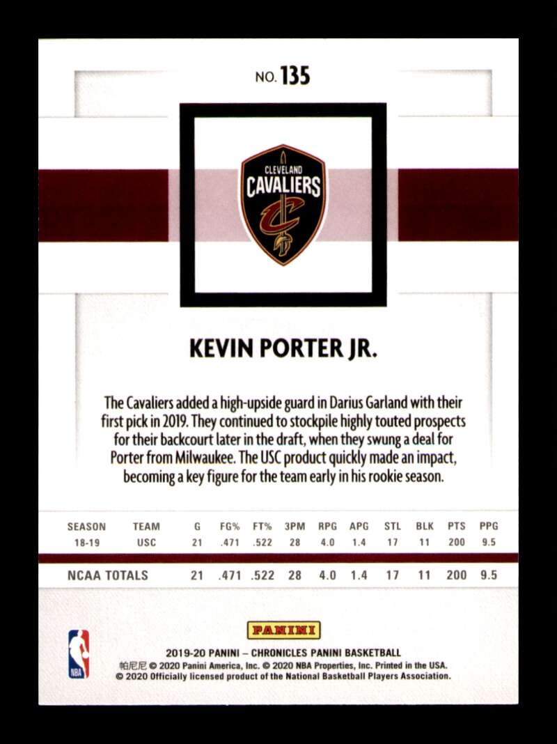 Load image into Gallery viewer, 2019-20 Panini Chronicles Kevin Porter Jr. #135 Rookie RC Image 2
