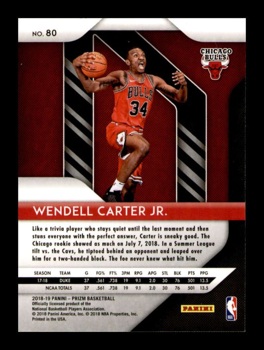 2018-19 Panini Prizm Wendell Carter Jr.