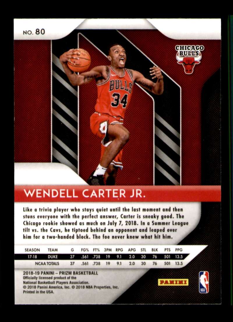 Load image into Gallery viewer, 2018-19 Panini Prizm Wendell Carter Jr. #80 Rookie RC Image 2
