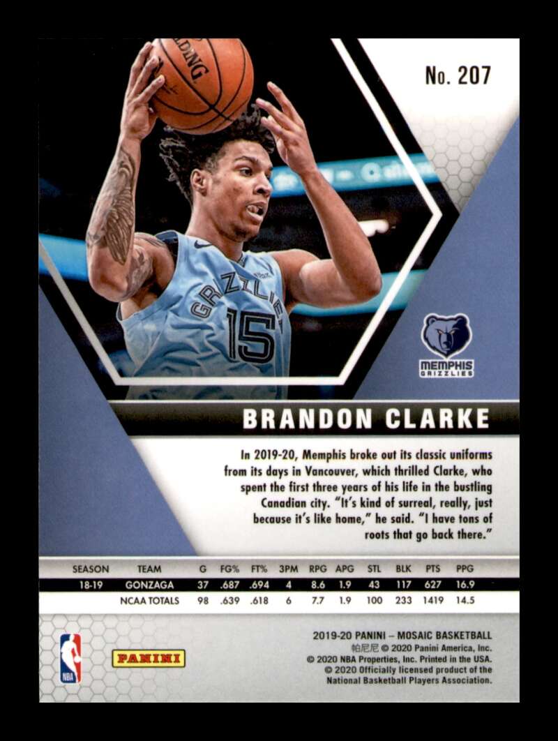 Load image into Gallery viewer, 2019-20 Panini Mosaic Brandon Clarke #207 Rookie RC Image 2
