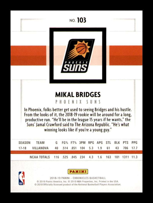 2018-19 Panini Chronicles Mikal Bridges