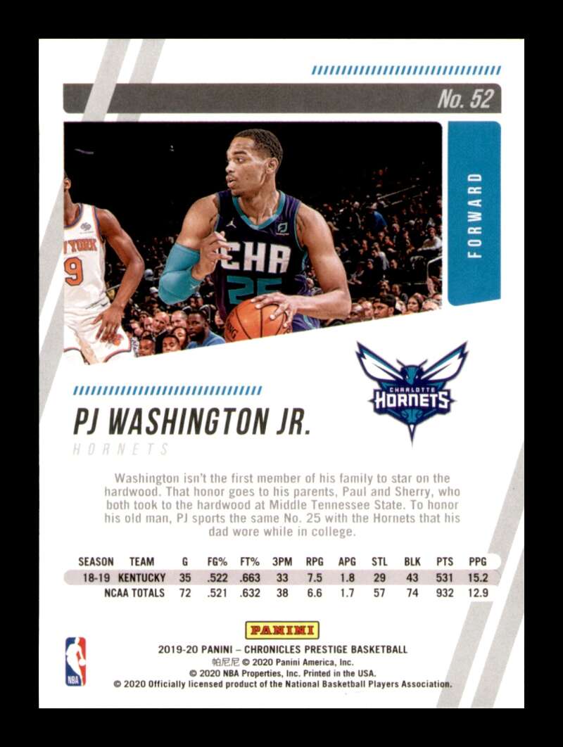 Load image into Gallery viewer, 2019-20 Panini Chronicles Prestige PJ Washington Jr. #52 Rookie RC Image 2
