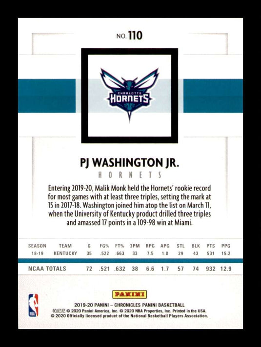 2019-20 Panini Chronicles PJ Washington Jr. 