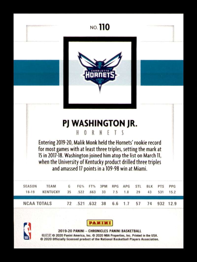 Load image into Gallery viewer, 2019-20 Panini Chronicles PJ Washington Jr. #110 Rookie RC Image 2
