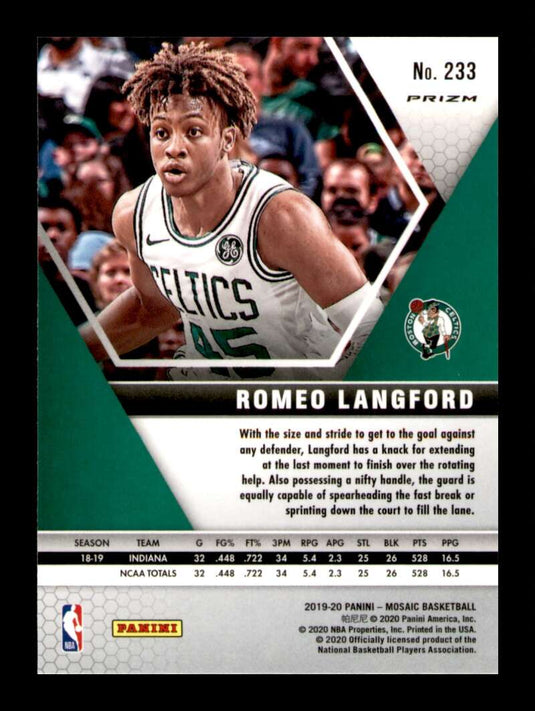 2019-20 Panini Mosaic Pink Camo Prizm Romeo Langford