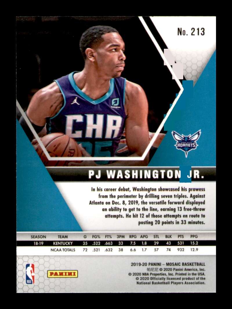 Load image into Gallery viewer, 2019-20 Panini Mosaic PJ Washington Jr. #213 Rookie RC Image 2
