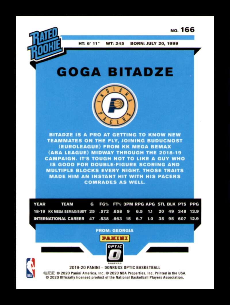 Load image into Gallery viewer, 2019-20 Donruss Optic Goga Bitadze #166 Rookie RC Image 2
