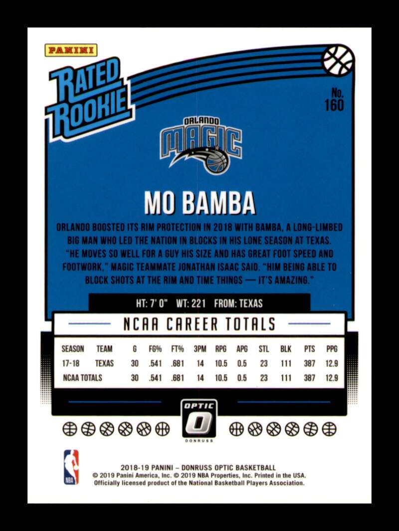 Load image into Gallery viewer, 2018-19 Donruss Optic Mo Bamba #160 Rookie RC Image 2
