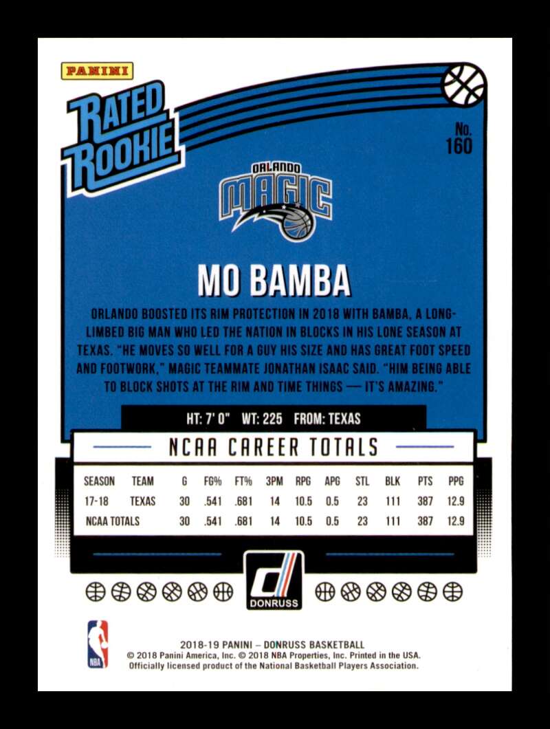 Load image into Gallery viewer, 2018-19 Donruss Yellow Flood Mo Bamba #160 Rookie RC Image 2
