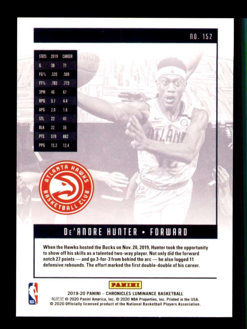 Load image into Gallery viewer, 2019-20 Panini Chronicles Luminance De&#39;Andre Hunter #152 Rookie RC Image 2
