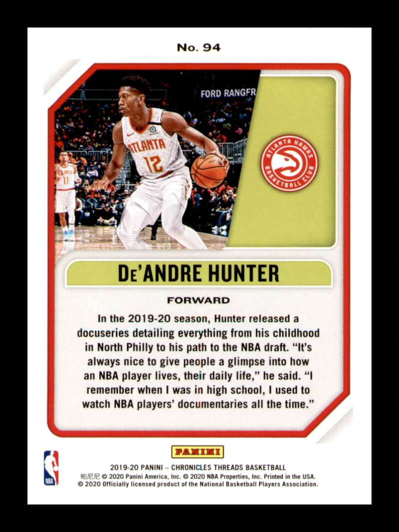 Load image into Gallery viewer, 2019-20 Panini Chronicles Threads De&#39;Andre Hunter #94 Rookie RC Image 2
