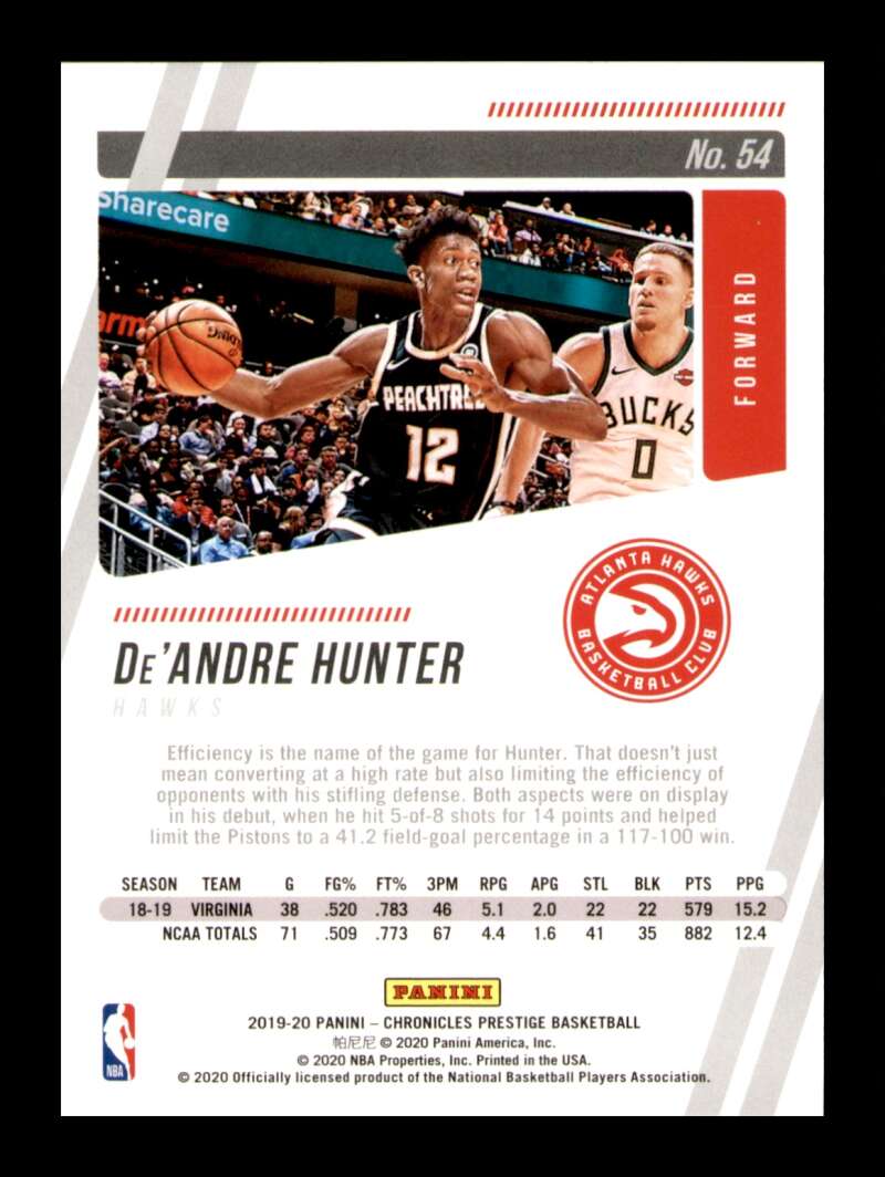 Load image into Gallery viewer, 2019-20 Panini Chronicles Prestige Teal De&#39;Andre Hunter #54 Rookie RC Image 2
