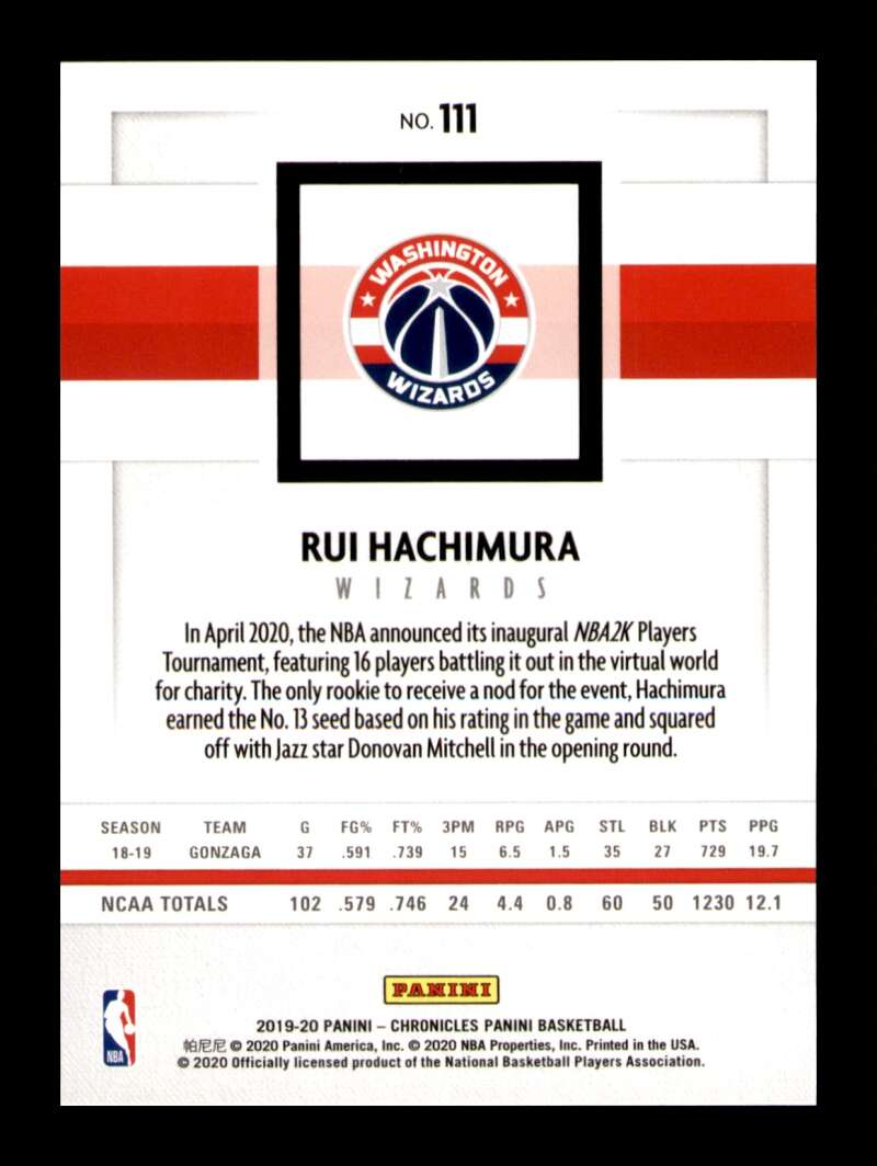 Load image into Gallery viewer, 2019-20 Panini Chronicles Rui Hachimura #111 Rookie RC Image 2
