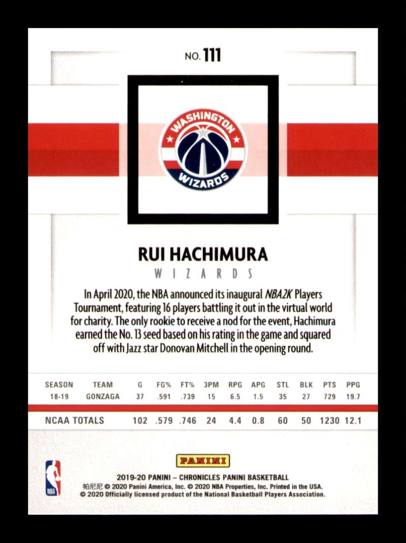 Load image into Gallery viewer, 2019-20 Panini Chronicles Rui Hachimura #111 Rookie RC Image 2
