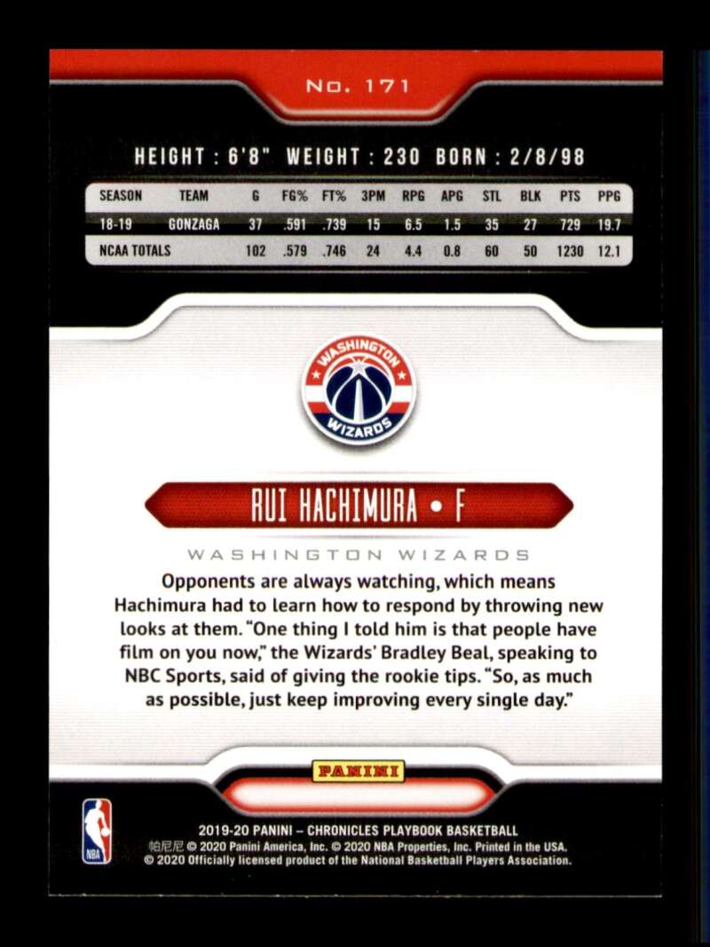 Load image into Gallery viewer, 2019-20 Panini Chronicles Playbook Rui Hachimura #171 Rookie RC Image 2
