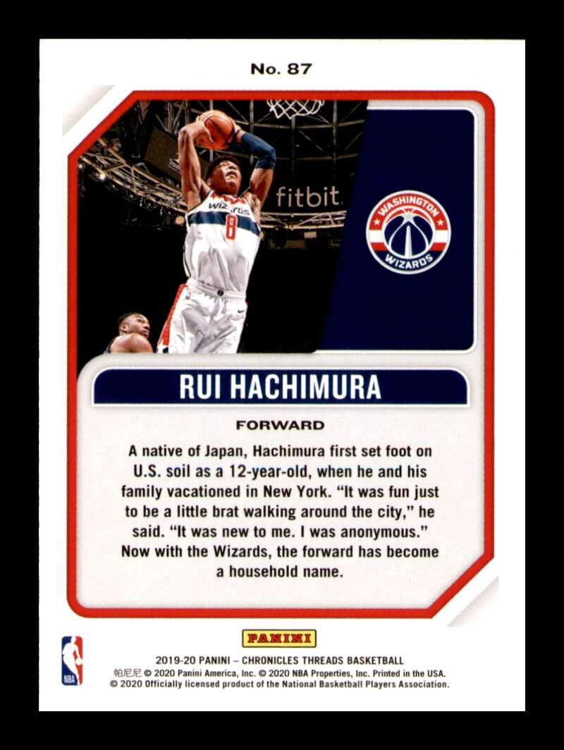 Load image into Gallery viewer, 2019-20 Panini Chronicles Threads Rui Hachimura #87 Rookie RC Image 2
