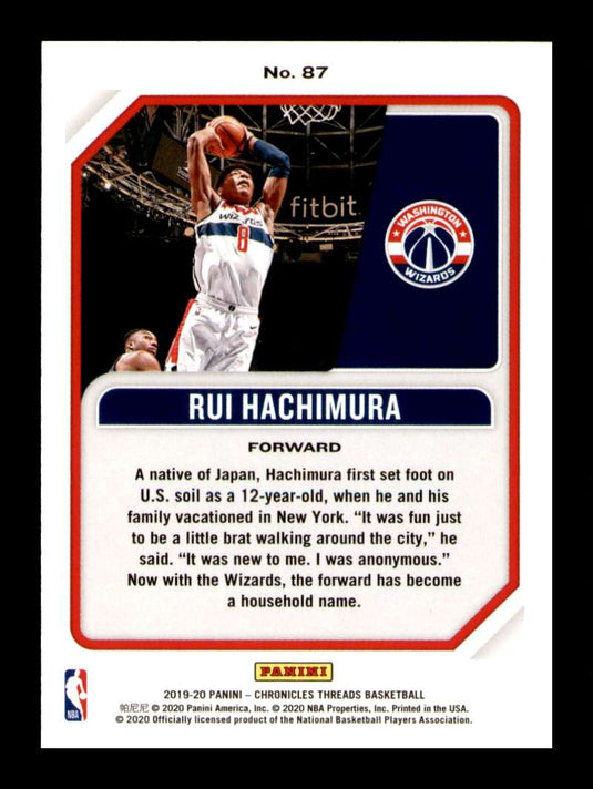 2019-20 Panini Chronicles Threads Rui Hachimura 