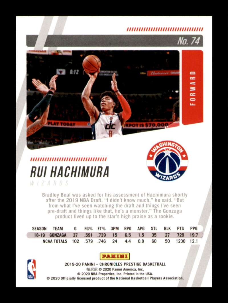 Load image into Gallery viewer, 2019-20 Panini Chronicles Prestige Rui Hachimura #74 Rookie RC Image 2
