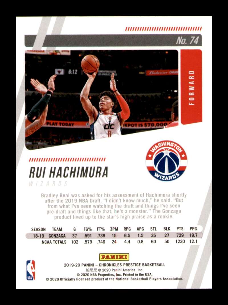 Load image into Gallery viewer, 2019-20 Panini Chronicles Prestige Rui Hachimura #74 Rookie RC Image 2
