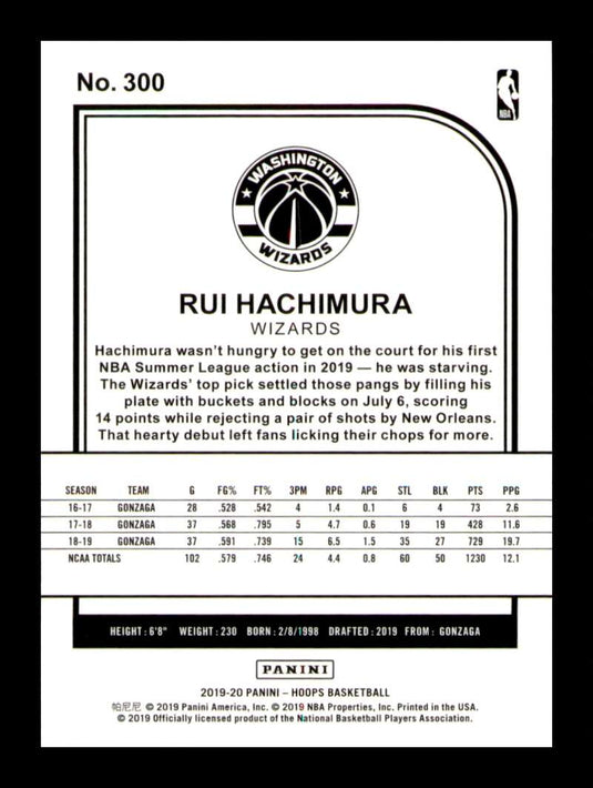 2019-20 Panini Hoops Rui Hachimura 