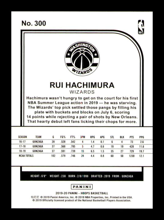 2019-20 Panini Hoops Rui Hachimura 