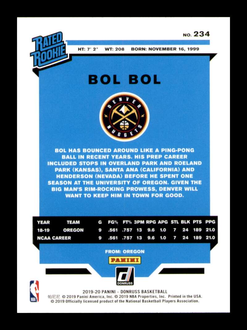 Load image into Gallery viewer, 2019-20 Donruss Bol Bol #234 Rookie RC Image 2
