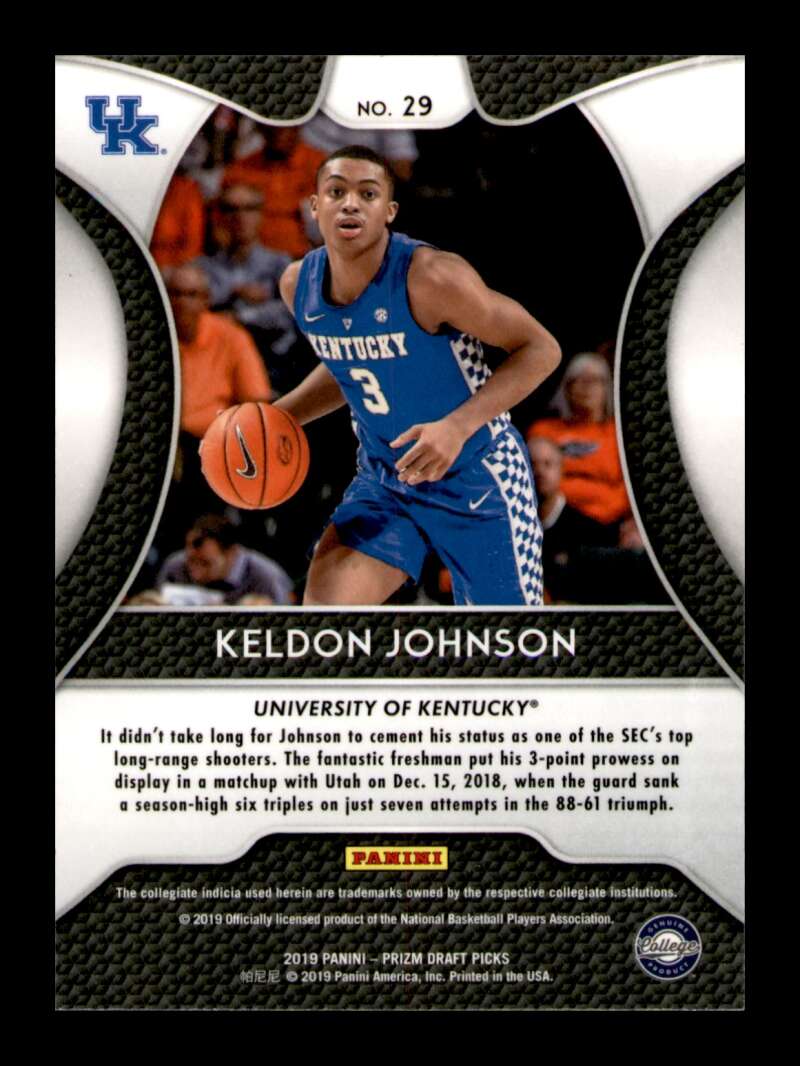 Load image into Gallery viewer, 2019-20 Panini Prizm Draft Keldon Johnson #29 Rookie RC Image 2
