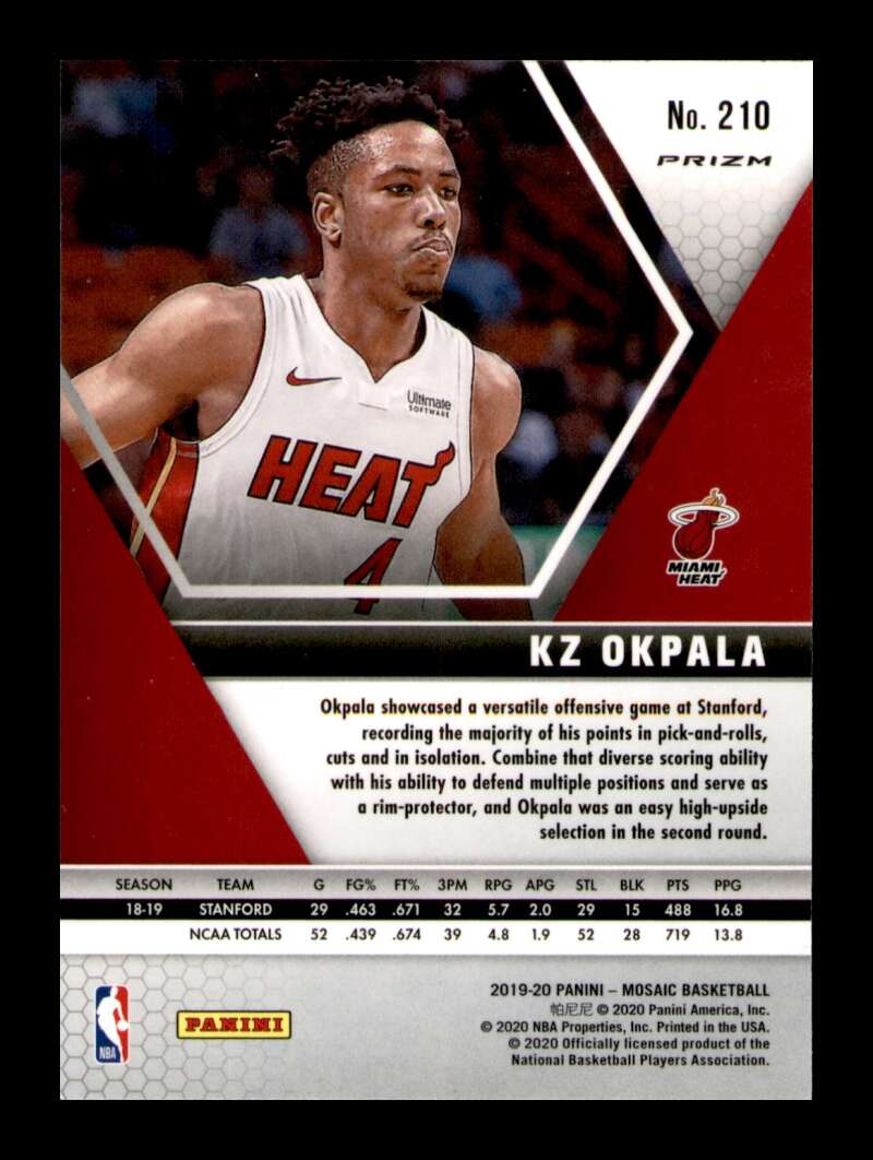 Load image into Gallery viewer, 2019-20 Panini Mosaic Silver Prizm KZ Okpala #210 Rookie RC Image 2
