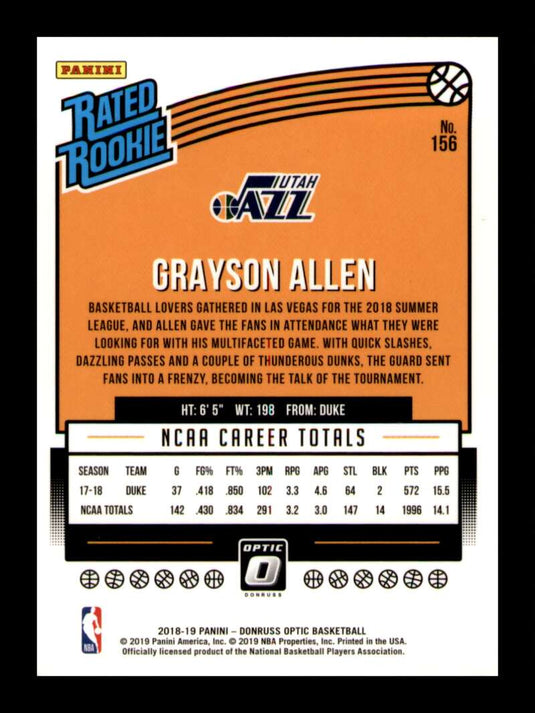 2018-19 Donruss Optic Grayson Allen