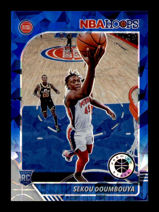 2019-20 Hoops Premium Stock Blue Cracked Ice Prizm Sekou Doumbouya 