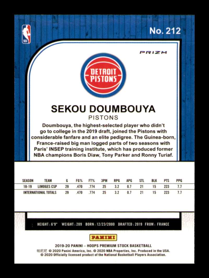 Load image into Gallery viewer, 2019-20 Hoops Premium Stock Blue Cracked Ice Prizm Sekou Doumbouya #212 Rookie  Image 2
