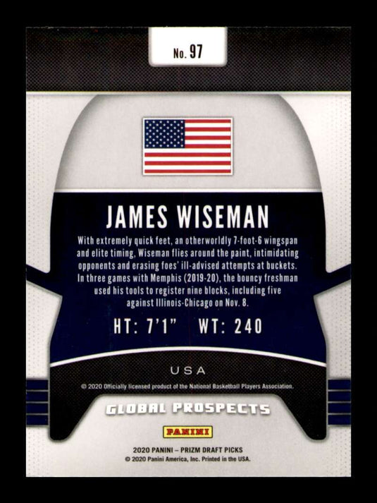 2020-21 Panini Prizm Draft James Wiseman 