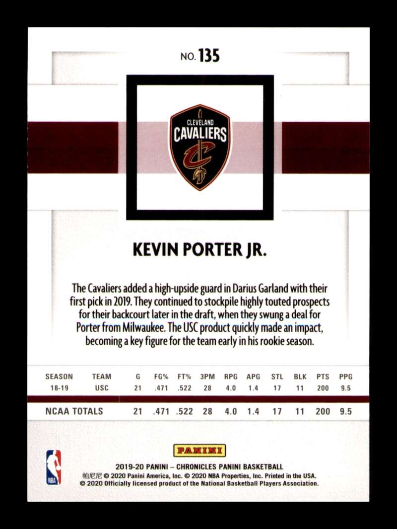 Load image into Gallery viewer, 2019-20 Panini Chronicles Kevin Porter Jr. #135 Rookie RC Image 2
