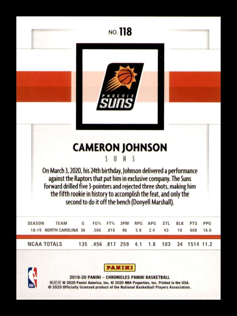 Load image into Gallery viewer, 2019-20 Panini Chronicles Cameron Johnson #118 Rookie RC Image 2
