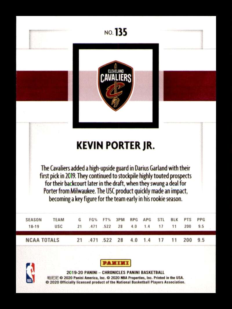 Load image into Gallery viewer, 2019-20 Panini Chronicles Kevin Porter Jr. #135 Rookie RC Image 2
