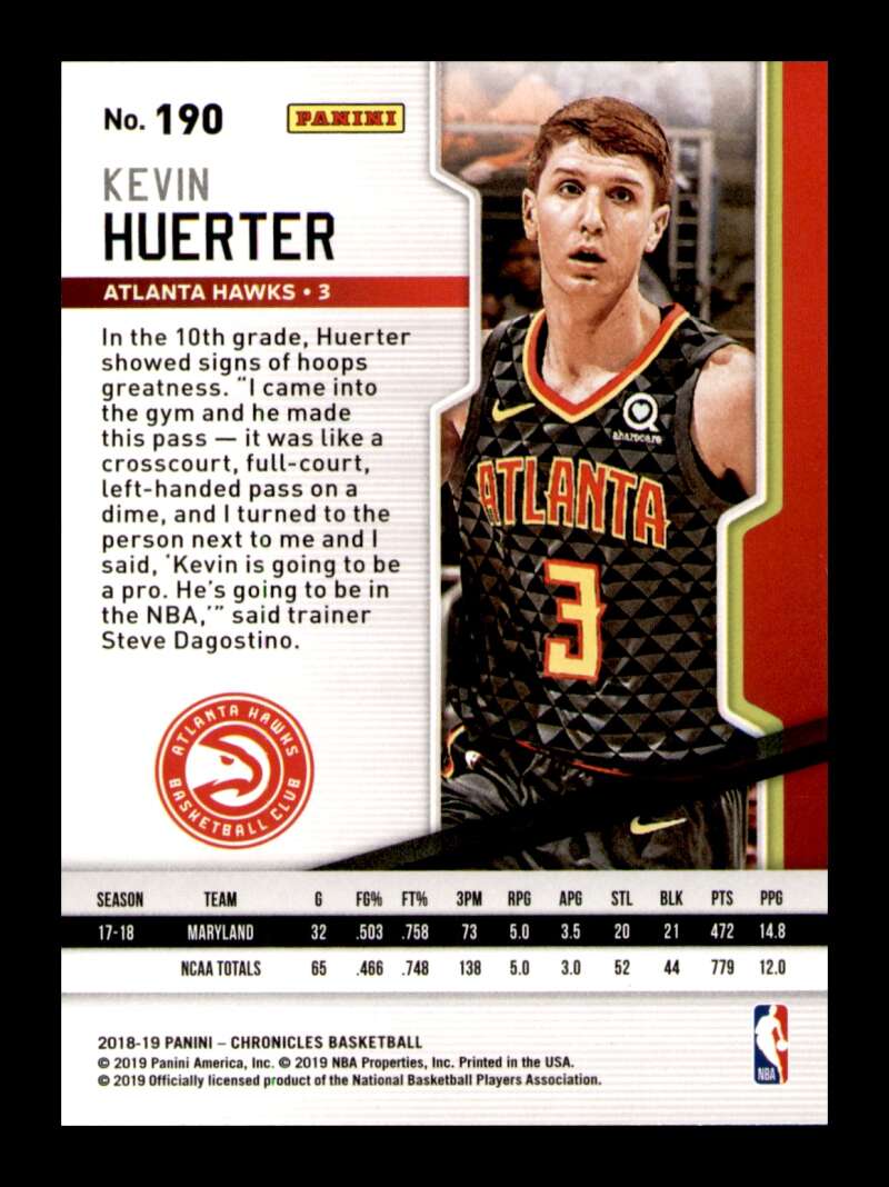 Load image into Gallery viewer, 2018-19 Panini Chronicles Kevin Huerter #190 Rookie RC Image 2
