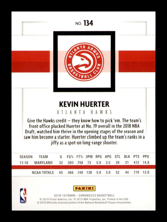 2018-19 Panini Chronicles Kevin Huerter 