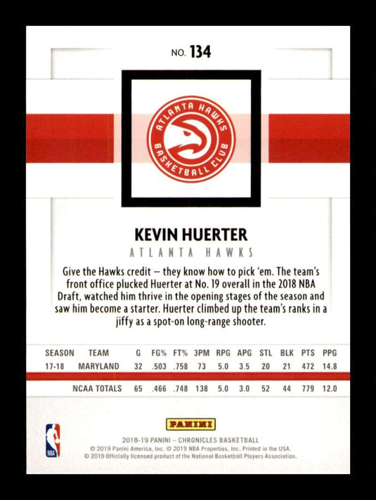 2018-19 Panini Chronicles Kevin Huerter 