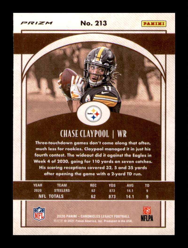 Load image into Gallery viewer, 2020 Panini Chronicles Legacy Silver Prizm Chase Claypool #213 Rookie RC SP Image 2
