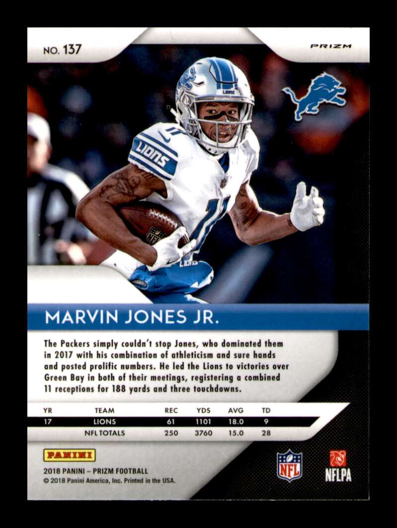 Load image into Gallery viewer, 2018 Panini Prizm Green Prizm Marvin Jones Jr. #137 Short Print SP Image 2
